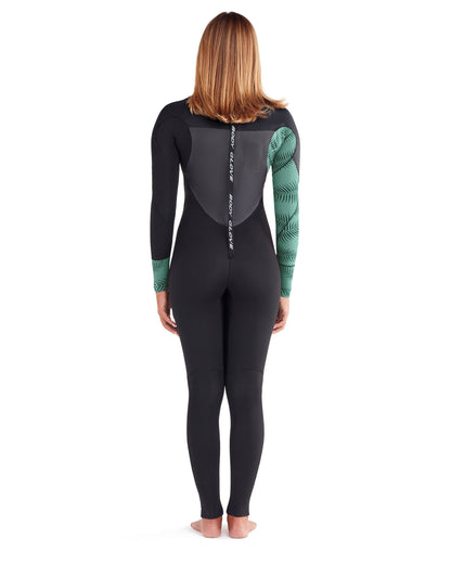 EOS 4/3mm Back-Zip Women's Fullsuit - Black/Green