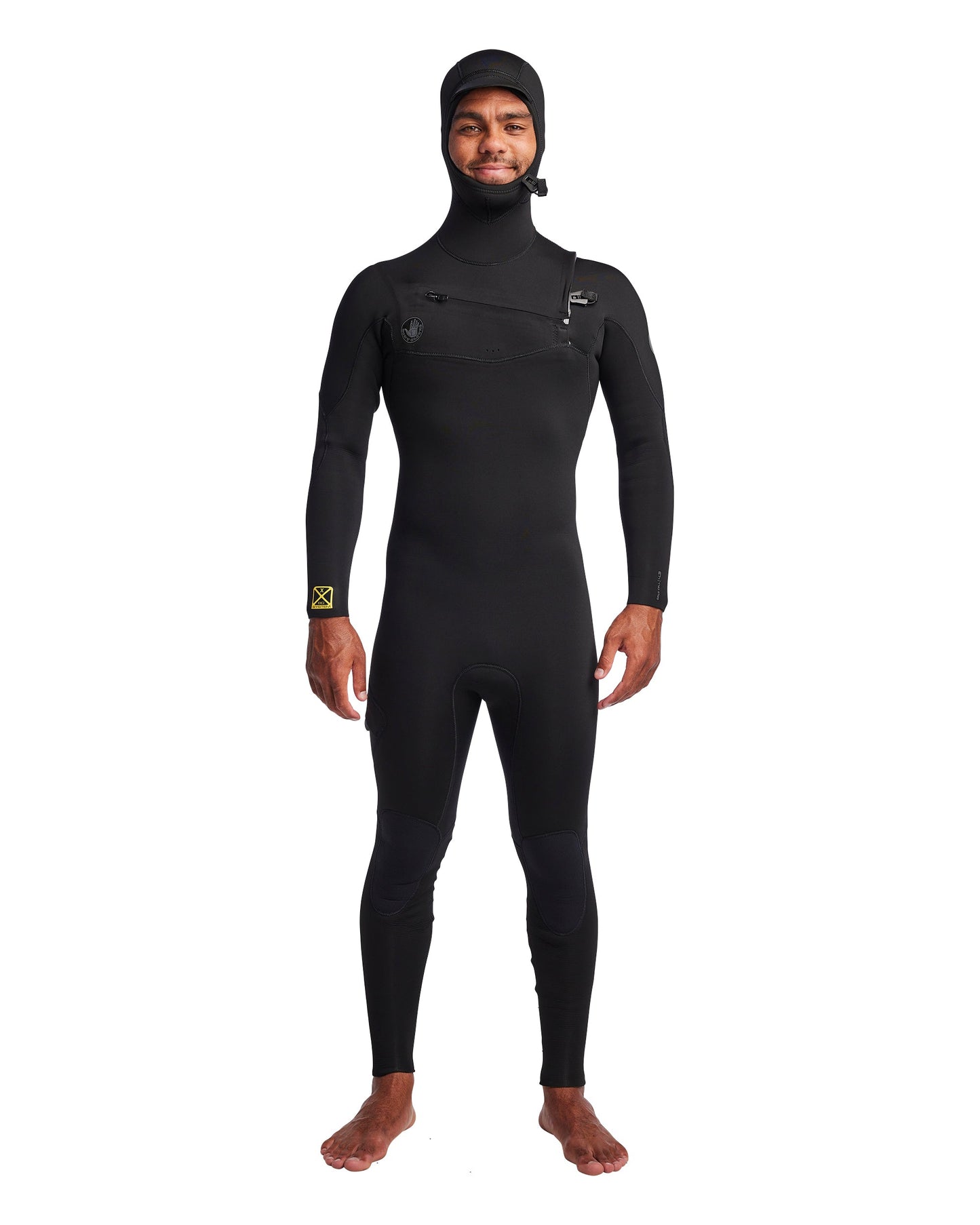 Men's Gold Cell Hooded Chest Zip 4/3mm Fullsuit - Black