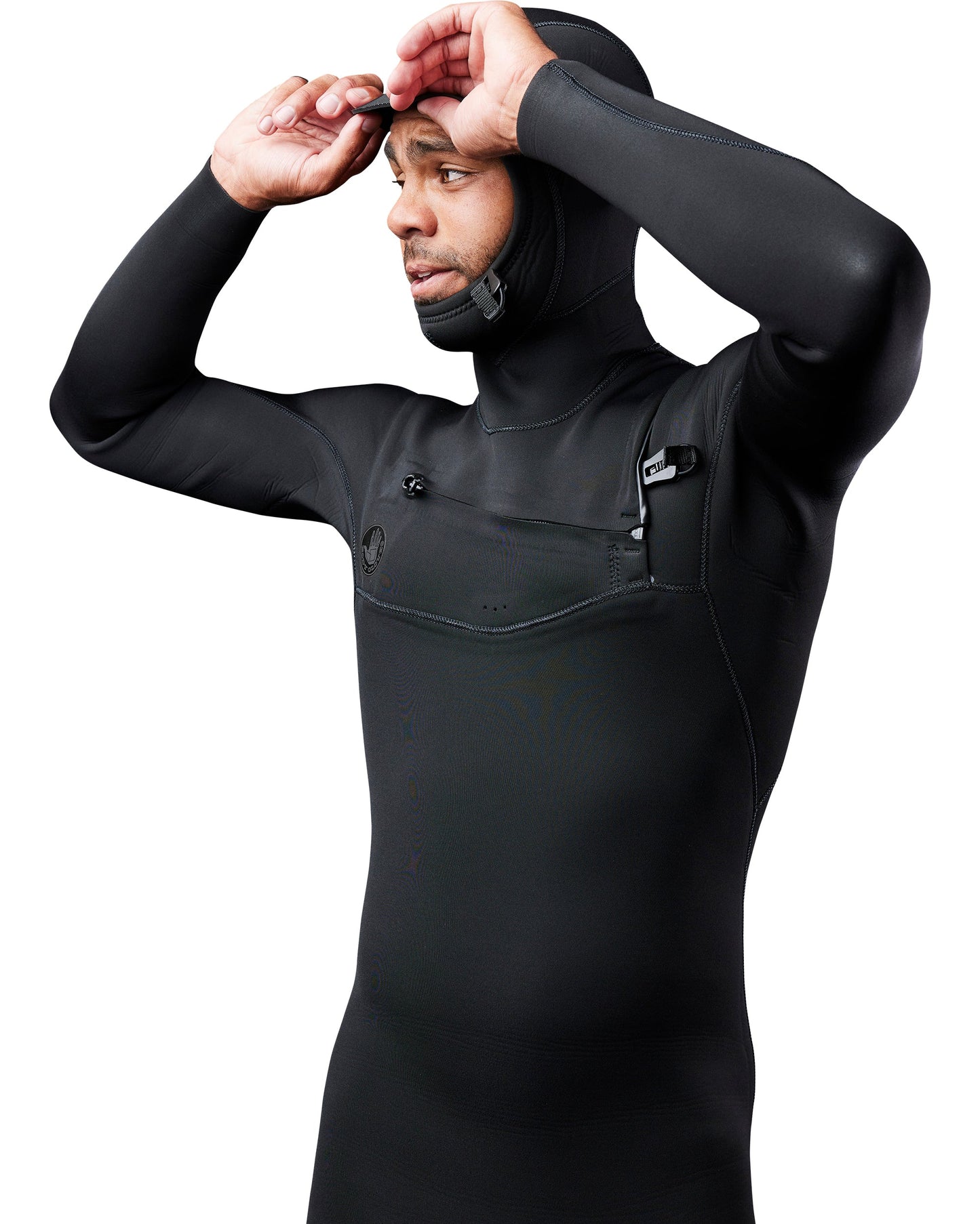 Men's Gold Cell Hooded Chest Zip 4/3mm Fullsuit - Black