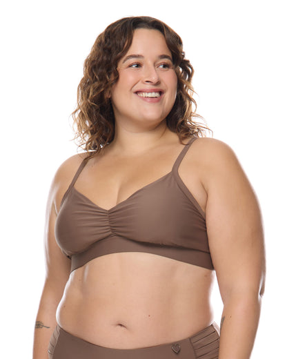 Smoothies Drew Plus Size Swim Top - Latte