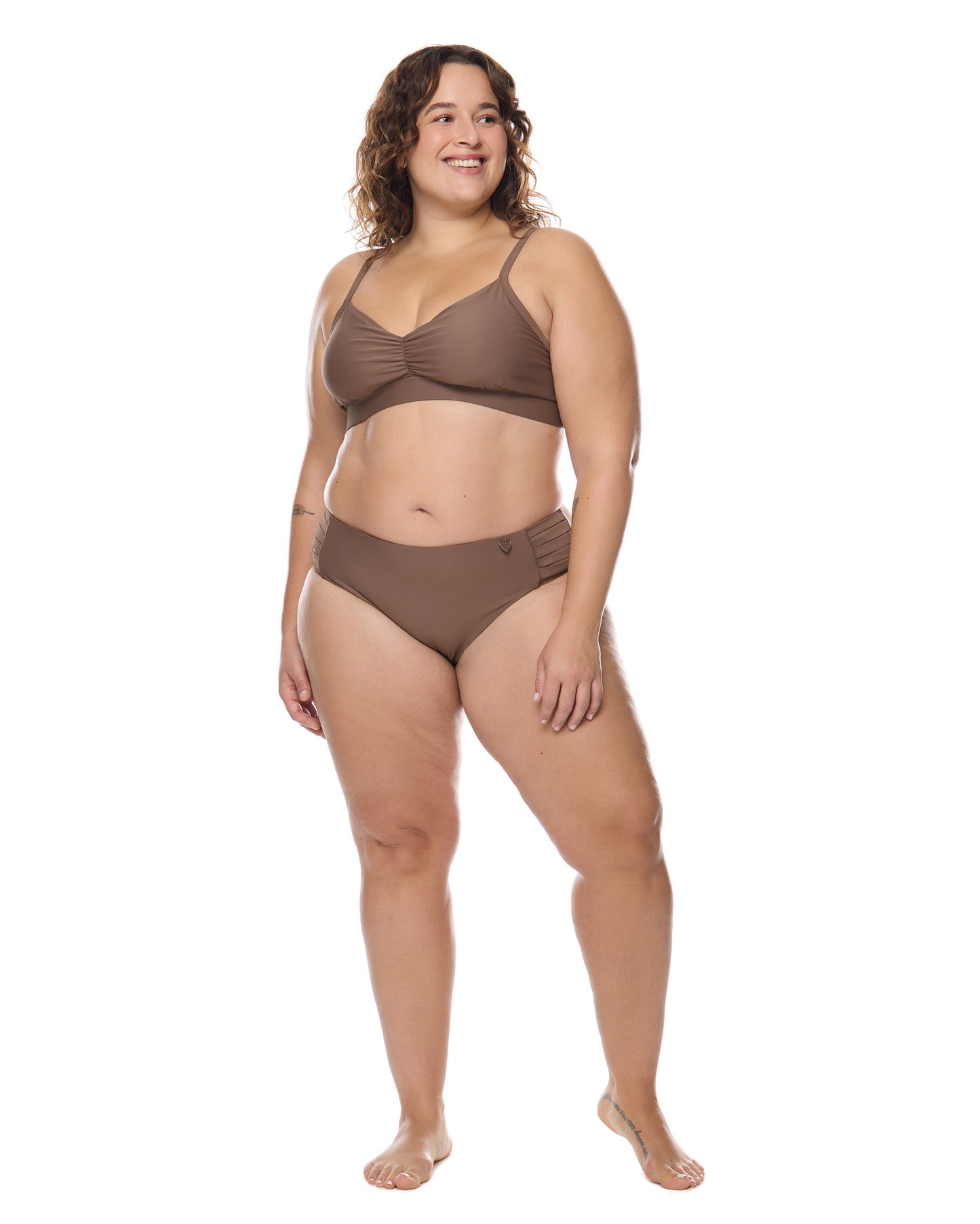 Smoothies Drew Plus Size Swim Top - Latte