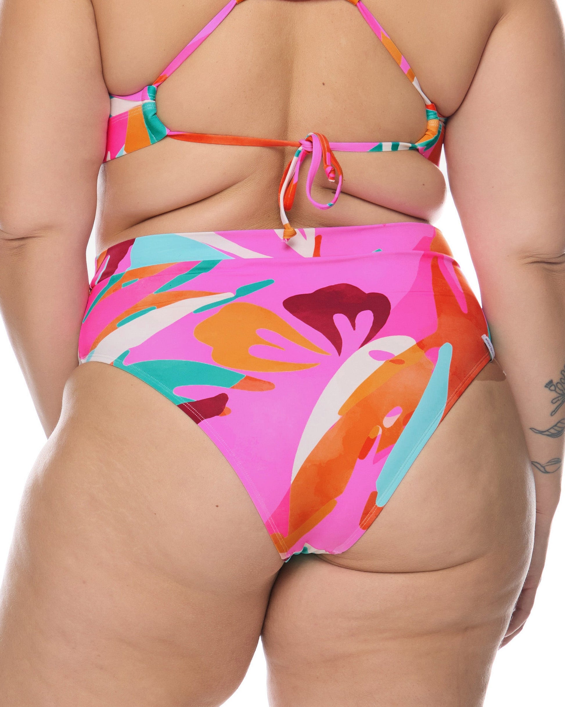 Hype Marlee Plus Size High-Waist Bikini Bottom - Multi / Hype