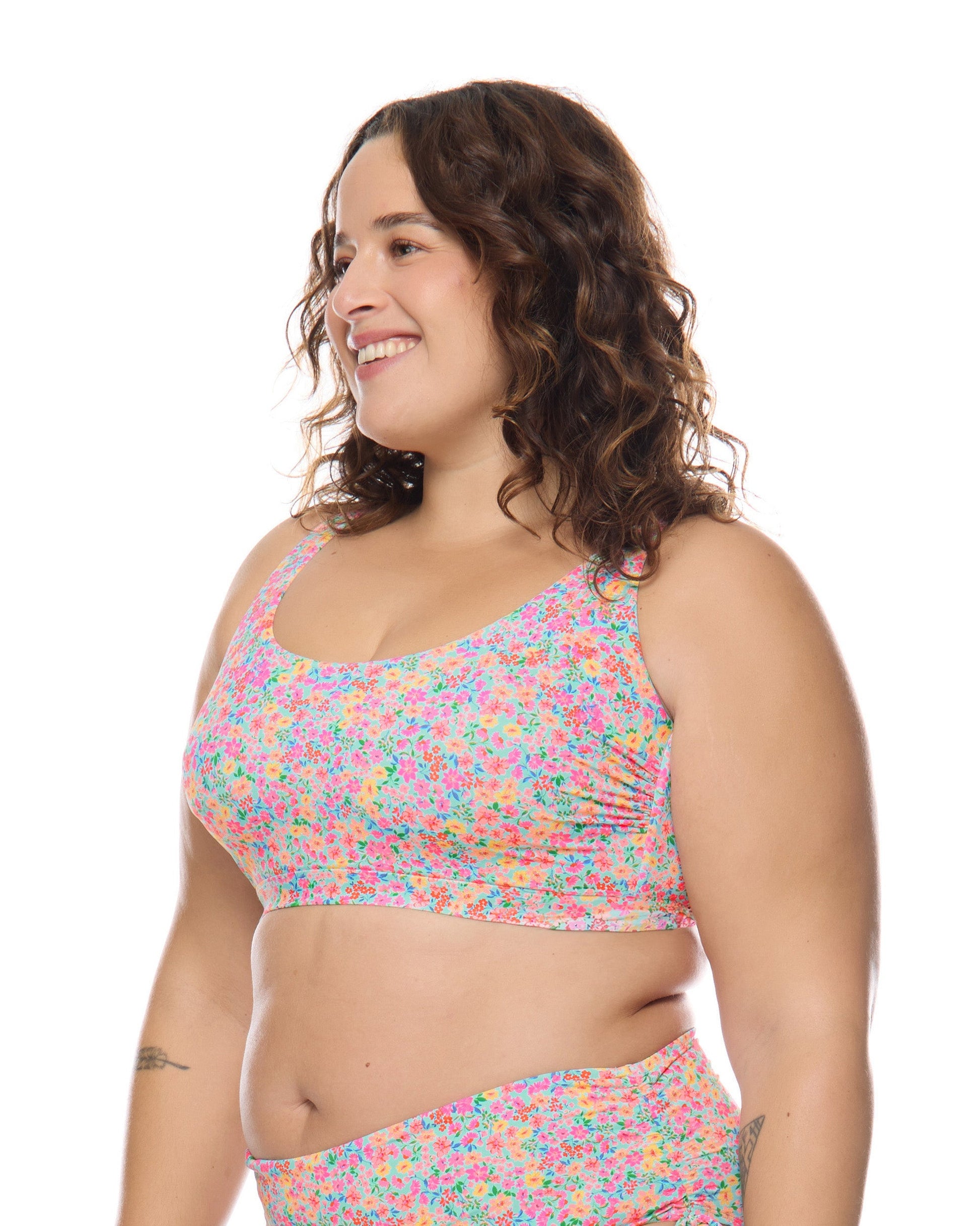 Estella Amore Plus Size Scoop Bikini Top - Sea Mist