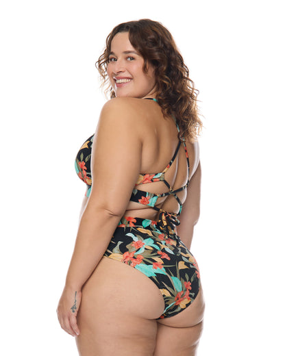 Hamoa Marlee Plus Size High-Waist Bikini Bottom - Black