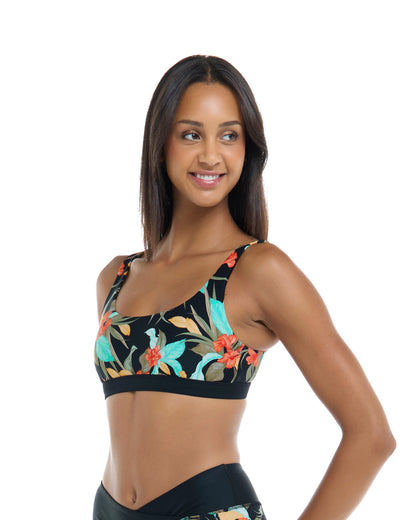 Hamoa Star Cross-Over Sports Bra - Black