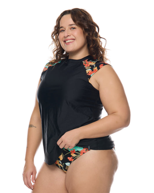 Hamoa Sleek Plus Size Long Sleeve Rashguard - Black