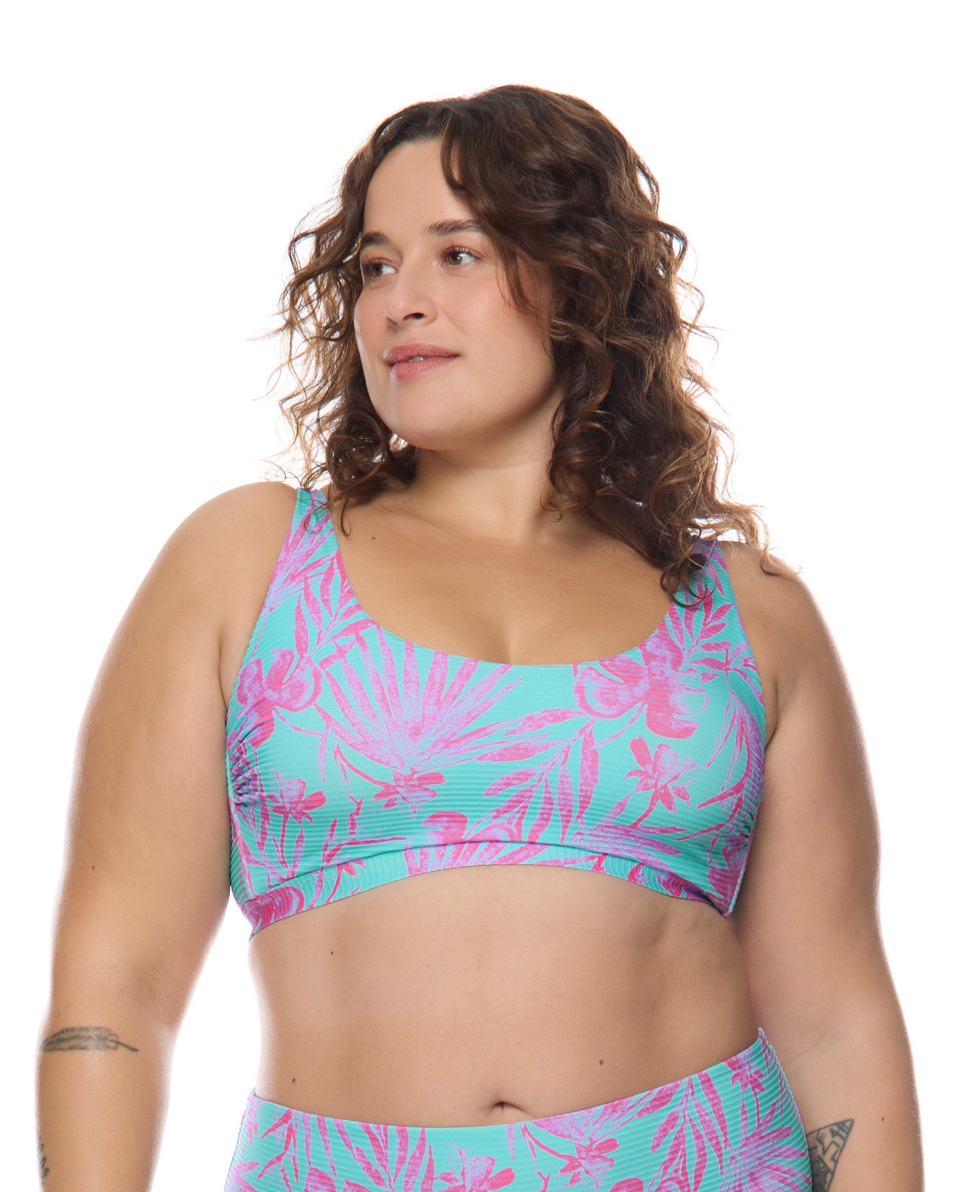 Azores Amore Plus Size Scoop Bikini Top - Sea Mist