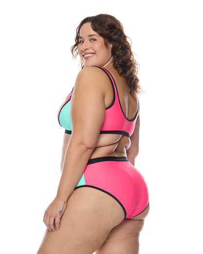 Groove High Tide Plus Size Swim Bottom - Groove / Bubble Gum