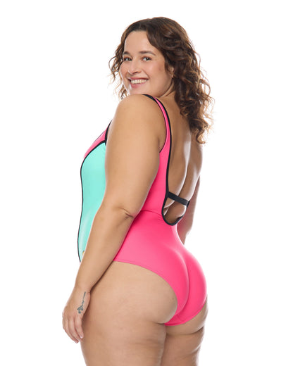 Groove Time After Time Plus Size One-Piece Swimsuit - Groove / Bubble Gum
