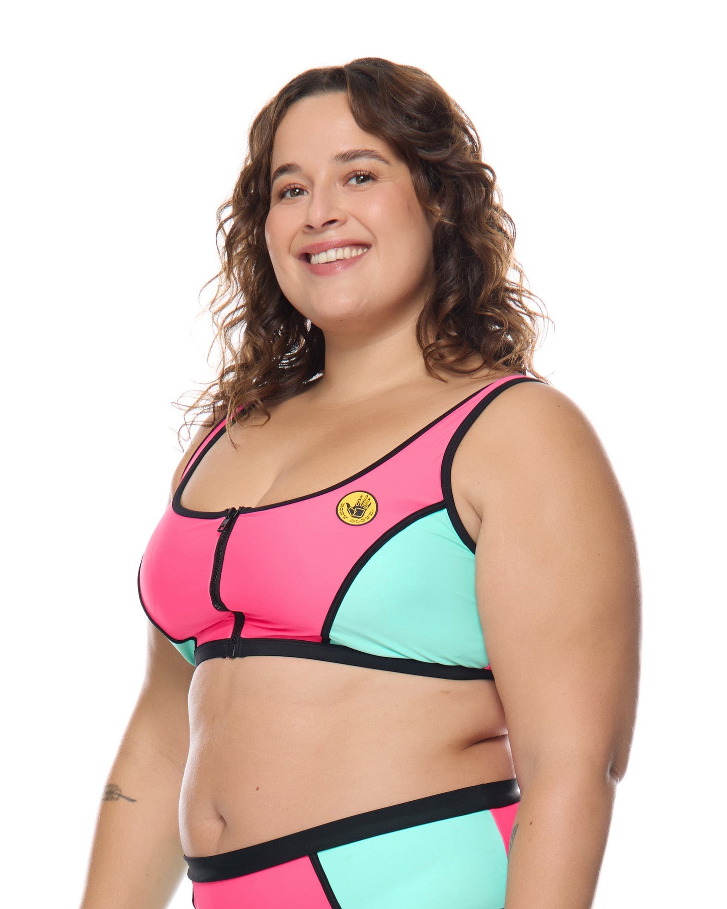 Groove You Spin Me Plus Size Crop Top - Groove / Bubble Gum