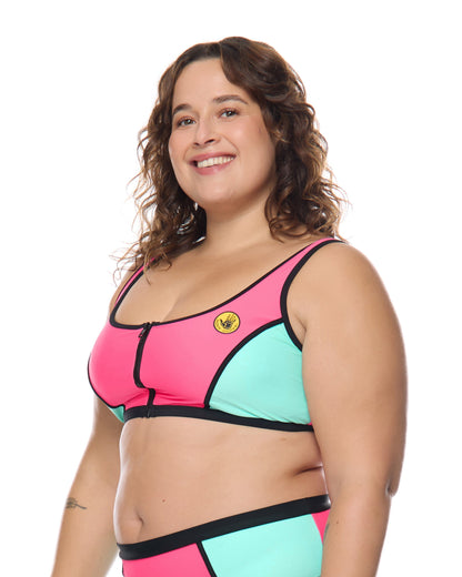 Groove You Spin Me Plus Size Crop Top - Groove / Bubble Gum