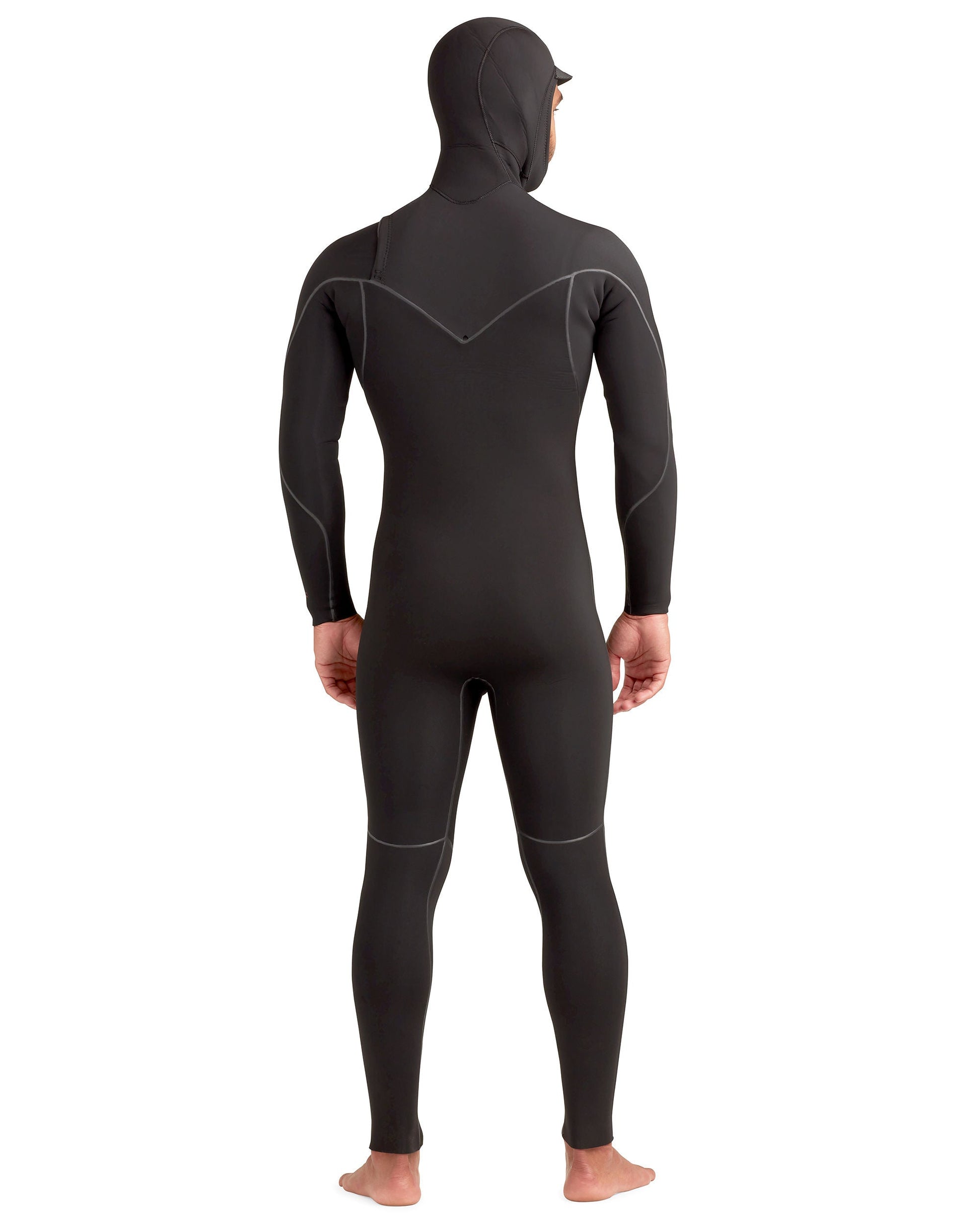 Red Cell 4/3mm Men's Chest-Zip Hooded Fullsuit - Black