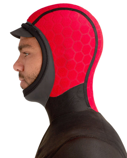 Red Cell 4/3mm Men's Chest-Zip Hooded Fullsuit - Black