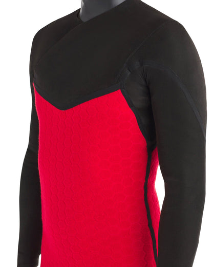 Red Cell 4/3mm Men's Chest-Zip Hooded Fullsuit - Black