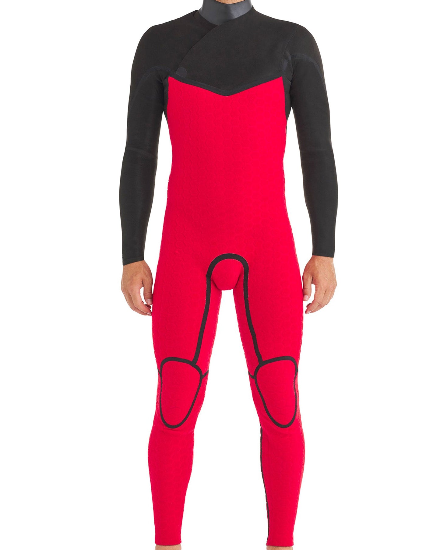 Red Cell 5/4/3mm Men's Chest-Zip Hooded Fullsuit - Black