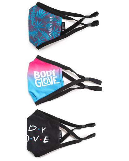 Women's 3-Piece Face Mask Set - Ombre, Logo Print, Palm