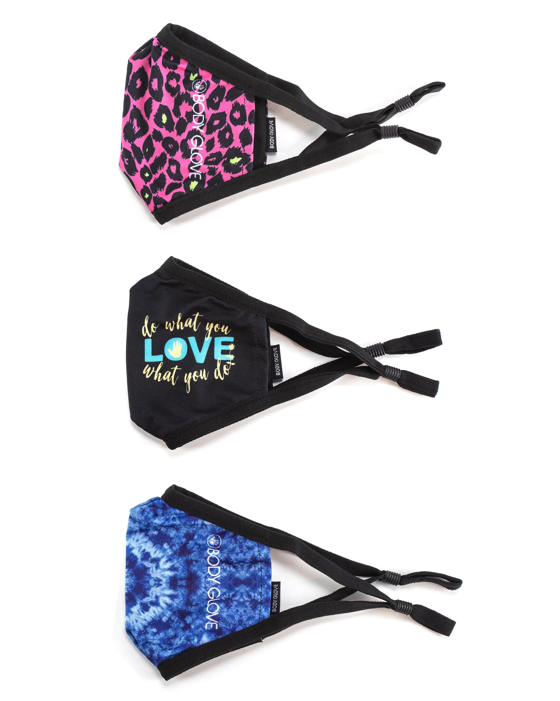 Women's 3-Piece Face Mask Set - Tie Dye, Leopard, Love